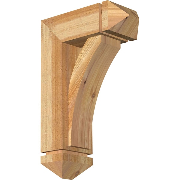 Ekena Millwork Thorton Arts and Crafts Rough Sawn Bracket w/ Offset Brace, Western Red Cedar, 6"W x 14"D x 22"H BKT0604X14X22THR03RWR - main
